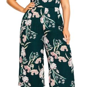 City Chic Fresh Field Floral off the shoulder Jumpsuit (Plus Size)